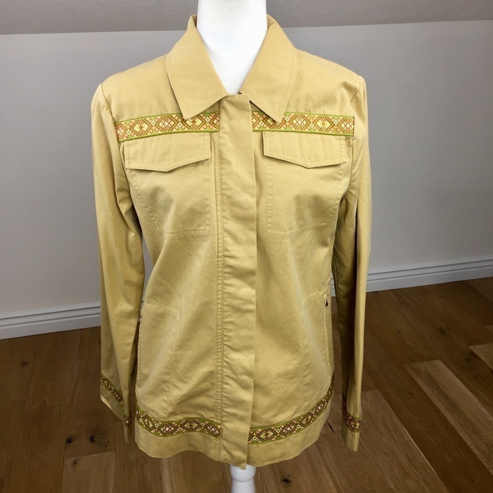 Sundance Full Zip Embroidered 100% Cotton Jacket Size 6